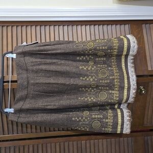 WOOL & FUR Skirt with Gold EMBROIDERY  NEW